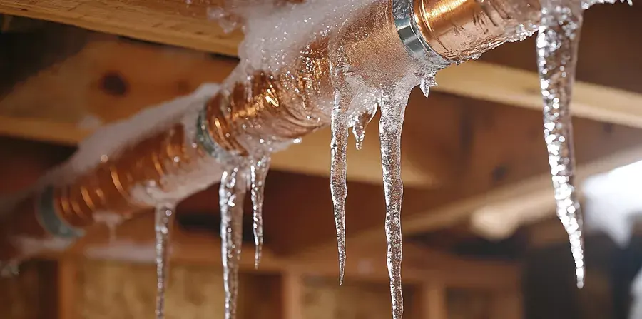 Frozen and burst pipe water damage in a Stamford, CT home in winter